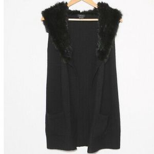 Theory Rabbit Fur Hood Wool Knit Sweater Grey S